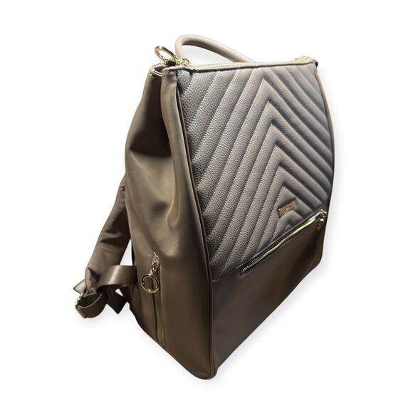 MinkeeBlue Leather Beige Backpack Lunch Bag Compartment School Travel Bag main image 8